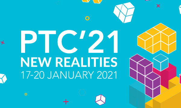 PTC'21 Logo Lockup Banner Alt Cyan 600x360px